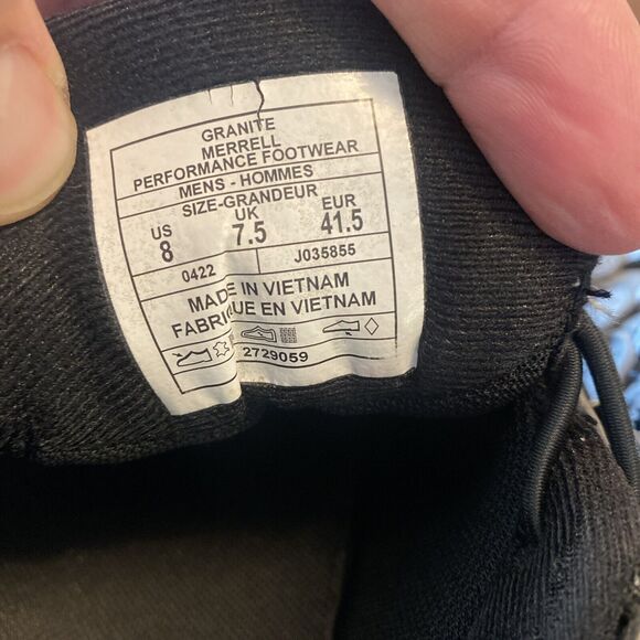 Merrell Performance Footwear Mens 8 Grey No tie Vibram Sole Hiking Walking Boot - Picture 5 of 7